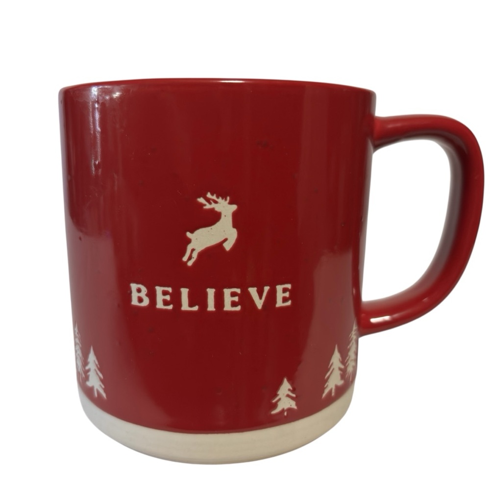 Place & Time Nostalgia 16 oz. Believe Cranberry Religious Xmas Mug Cup NEW NWT